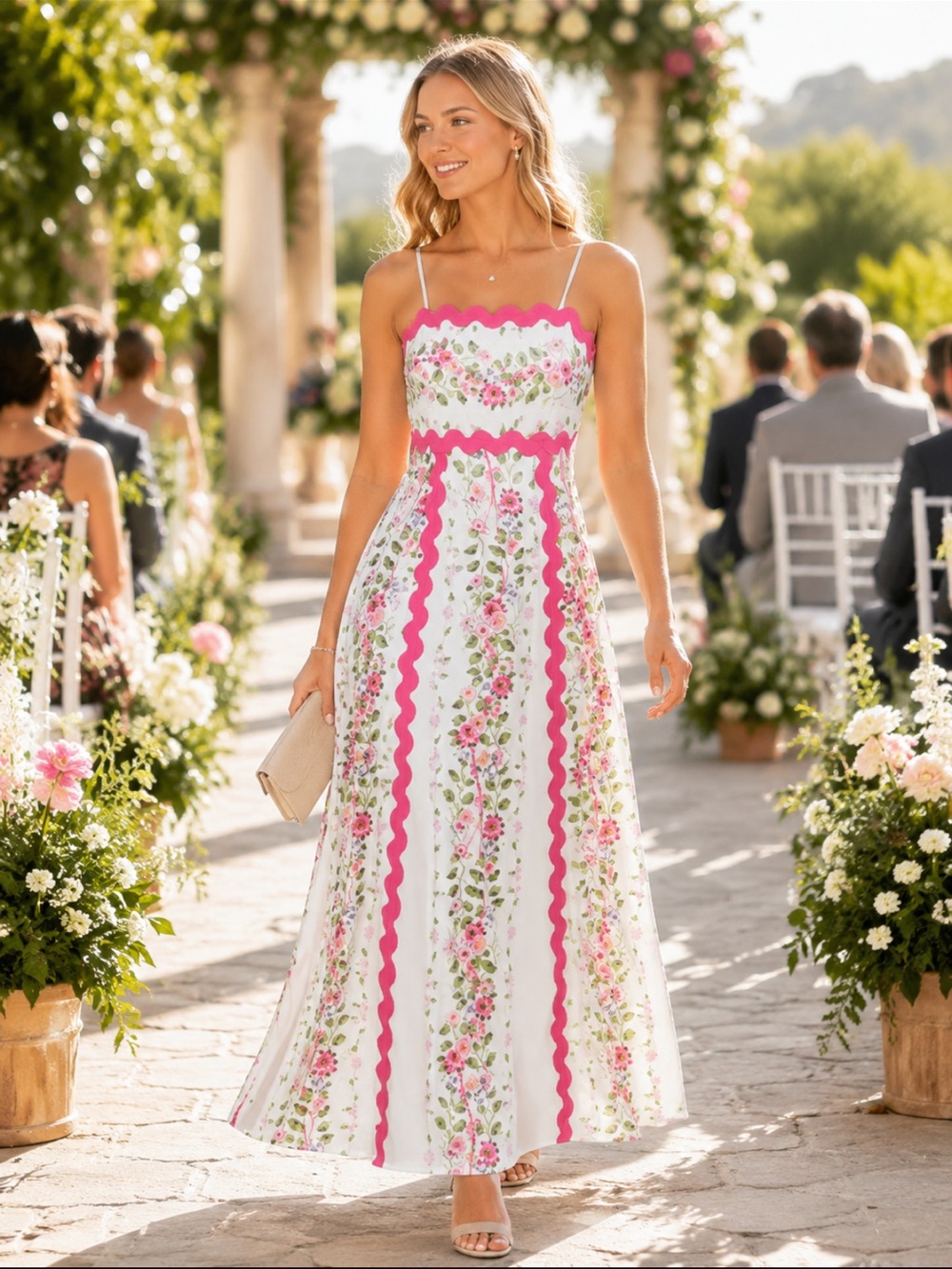 Main Strip Springtime Floral Elegance Maxi Dress  coquettegirl cottagecore